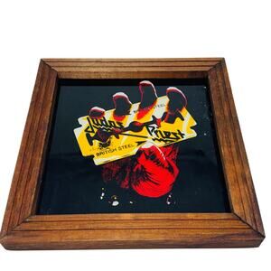 VNTG 1982 Judas Priest British Steel Etched Original Mirror Carnival Game Prize